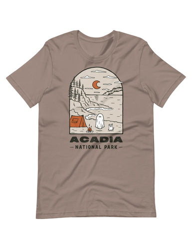 Acadia Spooky National Park Unisex t-shirt | PEBBLE