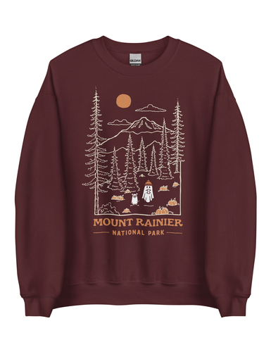 Mount Rainier Spooky National Park Unisex Sweatshirt | WINE