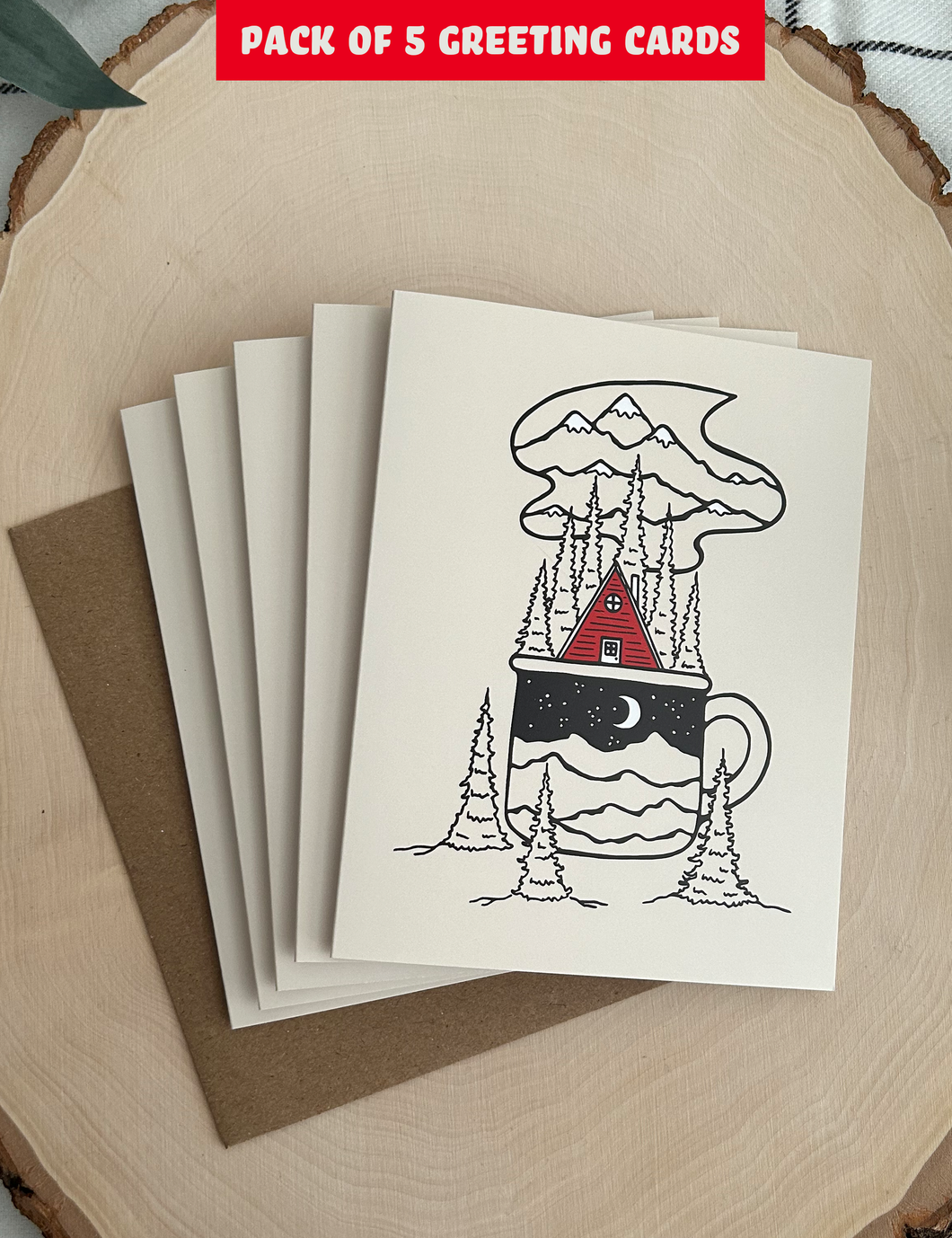 Morning Dose: Cozy Cabin | Greeting Card Pack of 5