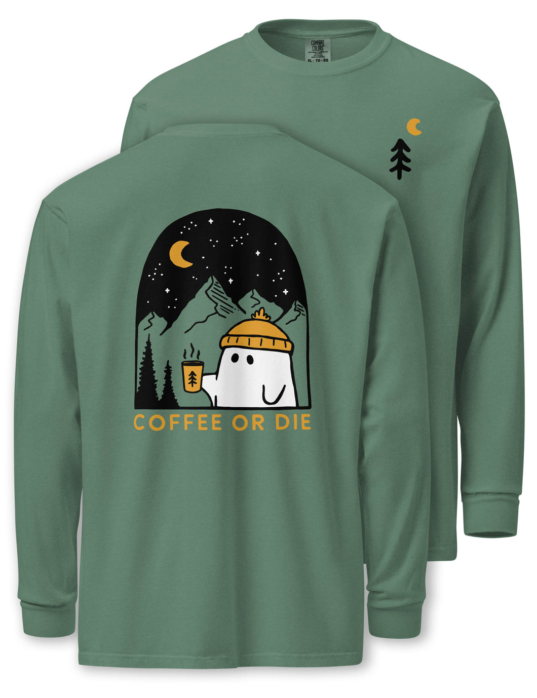 Coffee or Die Comfort Colors Unisex heavyweight long-sleeve shirt | PINE