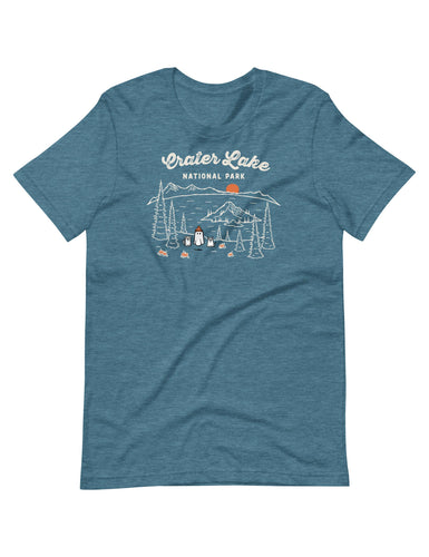 Crater Lake Spooky National Park Unisex t-shirt | Heather Deep Teal