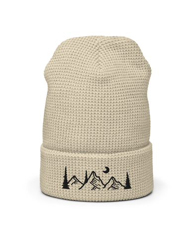 Evergreen Mountain Embroidered Waffle beanie | BIRCH