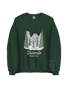 Winter Yosemite National Park Unisex Sweatshirt | FOREST GREEN