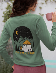 Coffee or Die Comfort Colors Unisex heavyweight long-sleeve shirt | PINE
