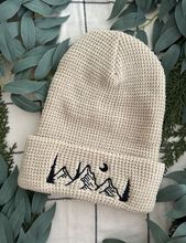 Load image into Gallery viewer, Evergreen Mountain Embroidered Waffle beanie | BIRCH