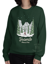 Load image into Gallery viewer, Winter Yosemite National Park Unisex Sweatshirt | FOREST GREEN