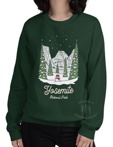 Winter Yosemite National Park Unisex Sweatshirt | FOREST GREEN