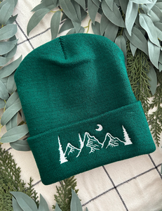 Evergreen Mountain Embroidered Cuffed Beanie | SPRUCE