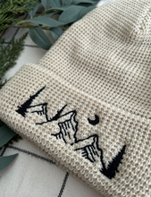 Load image into Gallery viewer, Evergreen Mountain Embroidered Waffle beanie | BIRCH