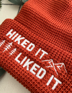 Hiked It Liked It Embroidered Waffle beanie | RUST