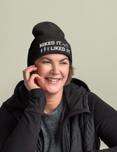 Hiked It Liked It Embroidered Cuffed Beanie | DARK GRAY