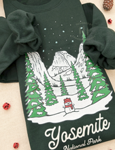 Load image into Gallery viewer, Winter Yosemite National Park Unisex Sweatshirt | FOREST GREEN