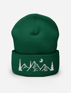 Evergreen Mountain Embroidered Cuffed Beanie | SPRUCE