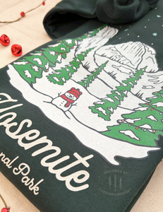 Winter Yosemite National Park Unisex Sweatshirt | FOREST GREEN