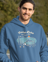 Load image into Gallery viewer, Crater Lake Spooky National Park Unisex Hoodie | LAKE BLUE