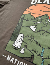 Load image into Gallery viewer, Glacier Spooky National Park Unisex t-shirt | DEEP MOSS