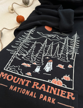 Load image into Gallery viewer, Mount Rainier Spooky National Park Unisex Hoodie | BLACK