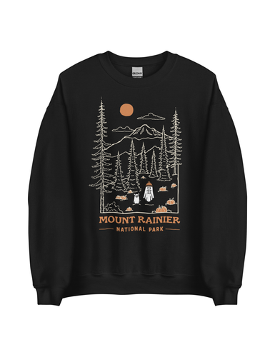 Mount Rainier Spooky National Park Unisex Sweatshirt | BLACK