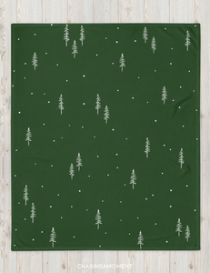 Pine Throw Blanket 50" x 60" | Green/White