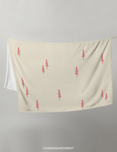 Load image into Gallery viewer, Pine Throw Blanket 50&quot; x 60&quot; | Cream/Red