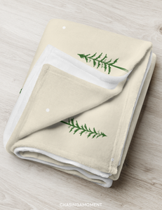 Pine Throw Blanket 50" x 60" | Cream/Green