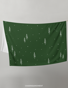 Pine Throw Blanket 50" x 60" | Green/White