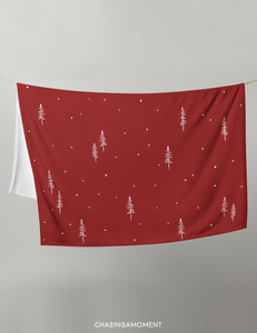 Pine Throw Blanket 50" x 60" | Red/White