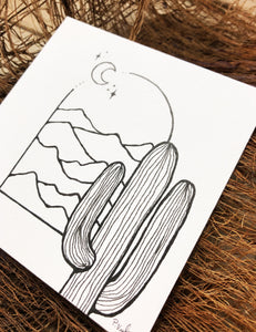 Original INK |  Saguaro + Moon 4x4
