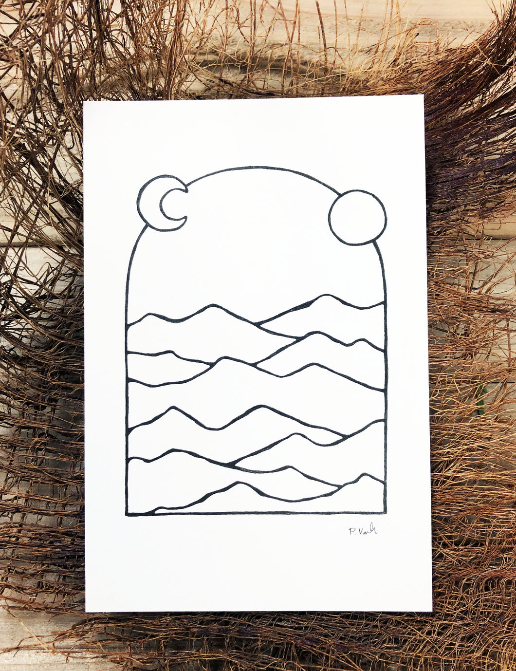 Original INK |  Mountains of the Desert 4x6