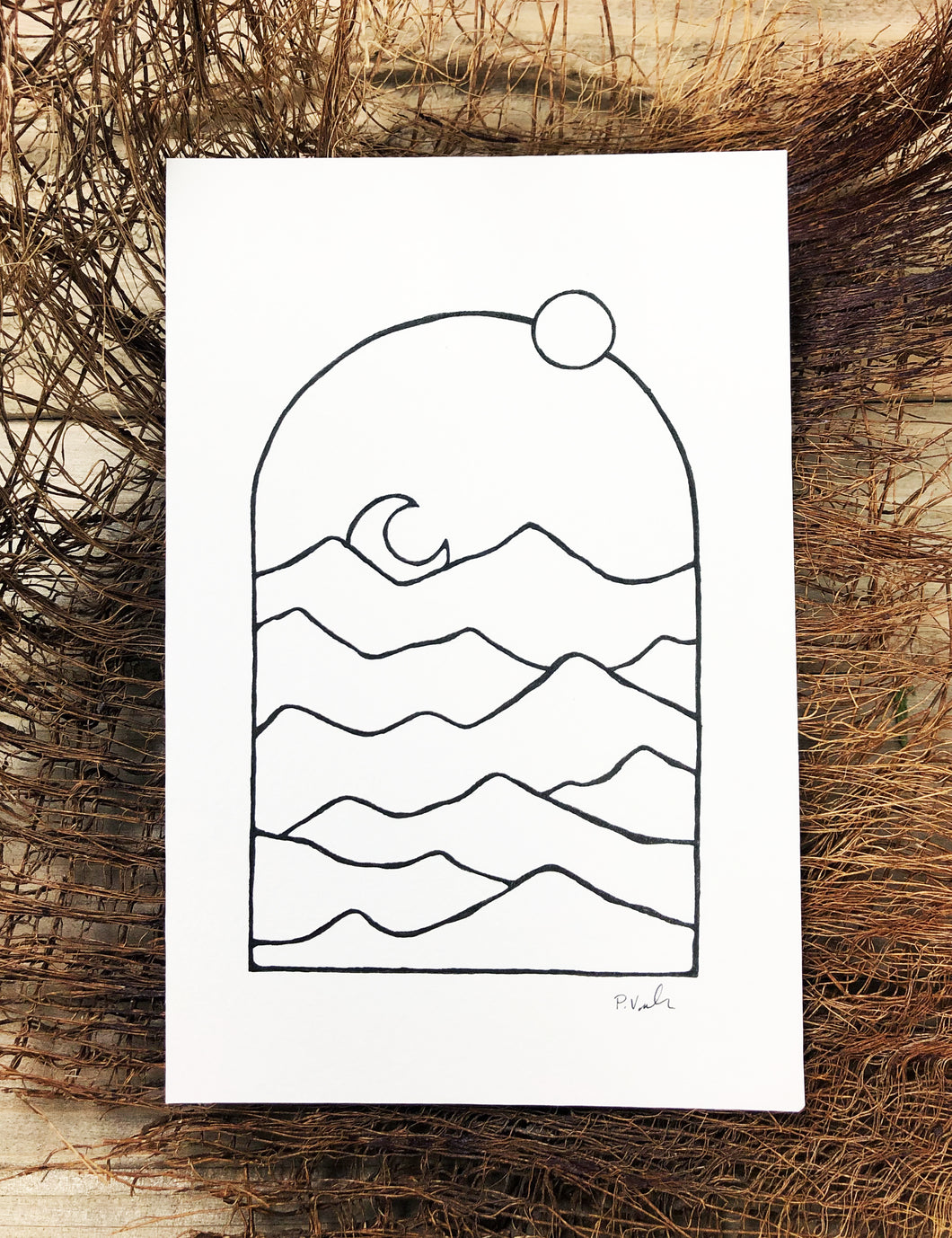 Original INK |  Rise the sun Set the moon 4x6