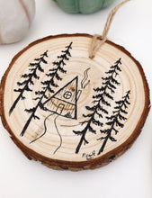 Load image into Gallery viewer, Original WOOD + INK | Wooded Cabin 3.5in