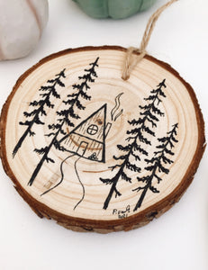 Original WOOD + INK | Wooded Cabin 3.5in