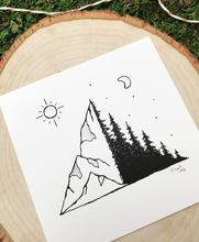 Load image into Gallery viewer, Where the Mountains Meets the Trees 4x4 Art Print