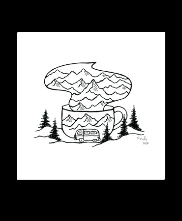 Morning Dose : Adventure Brewing 4x4 Art Print