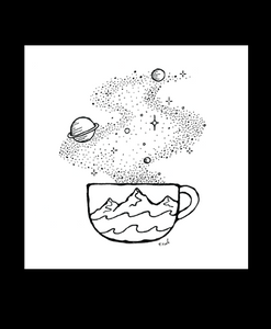 Morning Dose: Cosmic Brew 4x4 Art Print